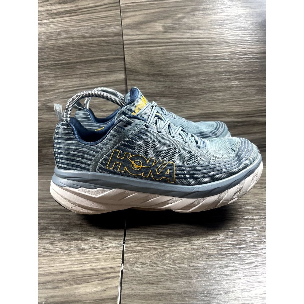 Hoka One One Men's Grey/Blue Bondi 6 Wide Running Shoes Size 9.5